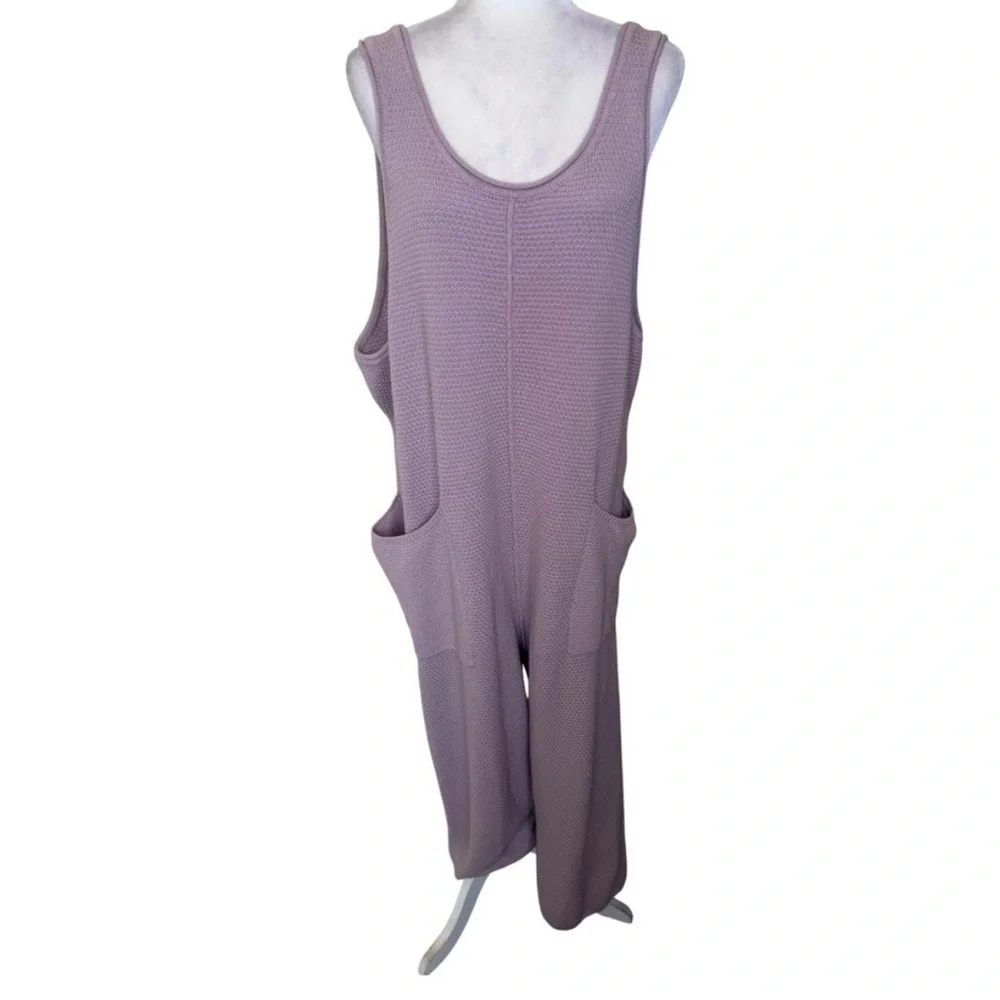 FP Beach Free People Hailee Sleeveless Cotton Wisteria Jumpsuit w/ Pockets XL - Picture 3 of 5